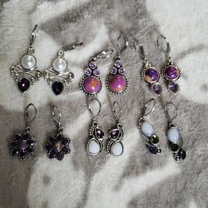 6 Pairs Purple earrings stainless steel